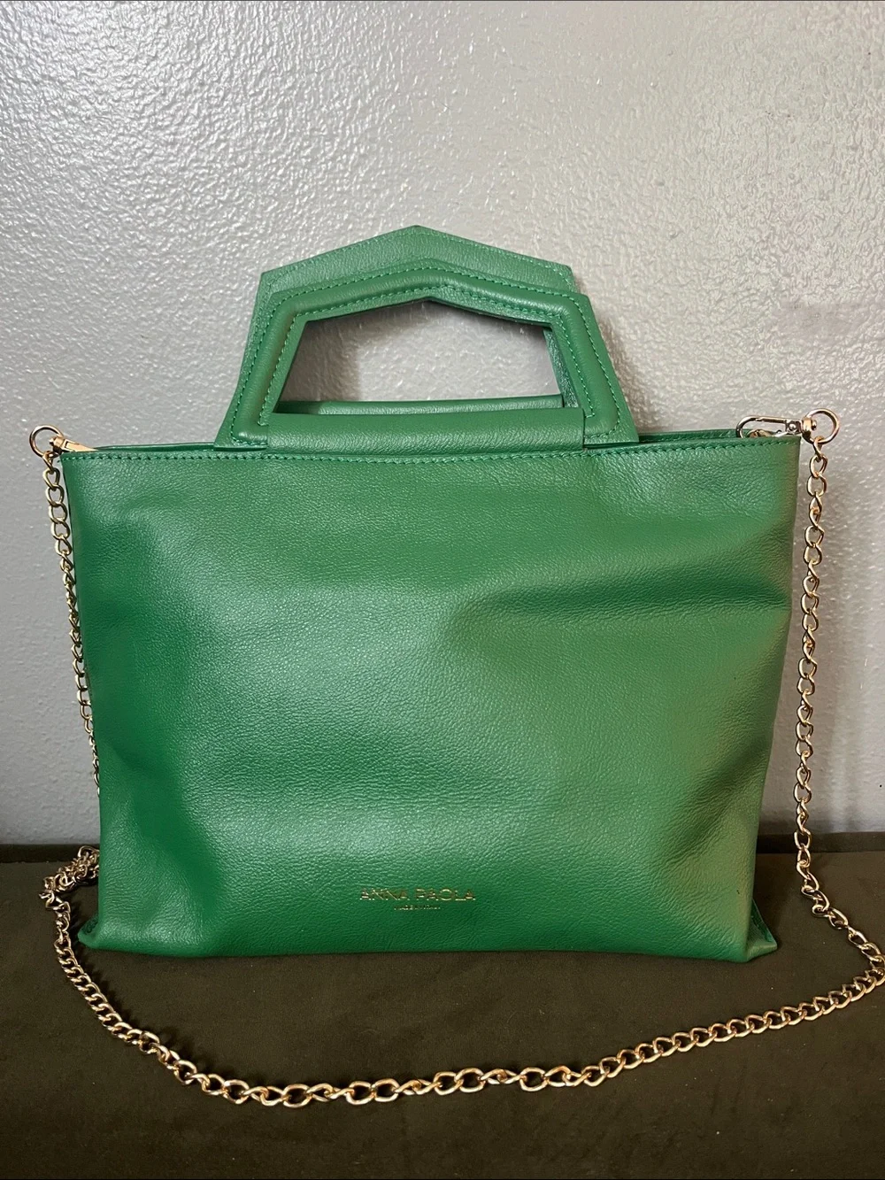 Anna Paola Green Leather hand bag made in Italy